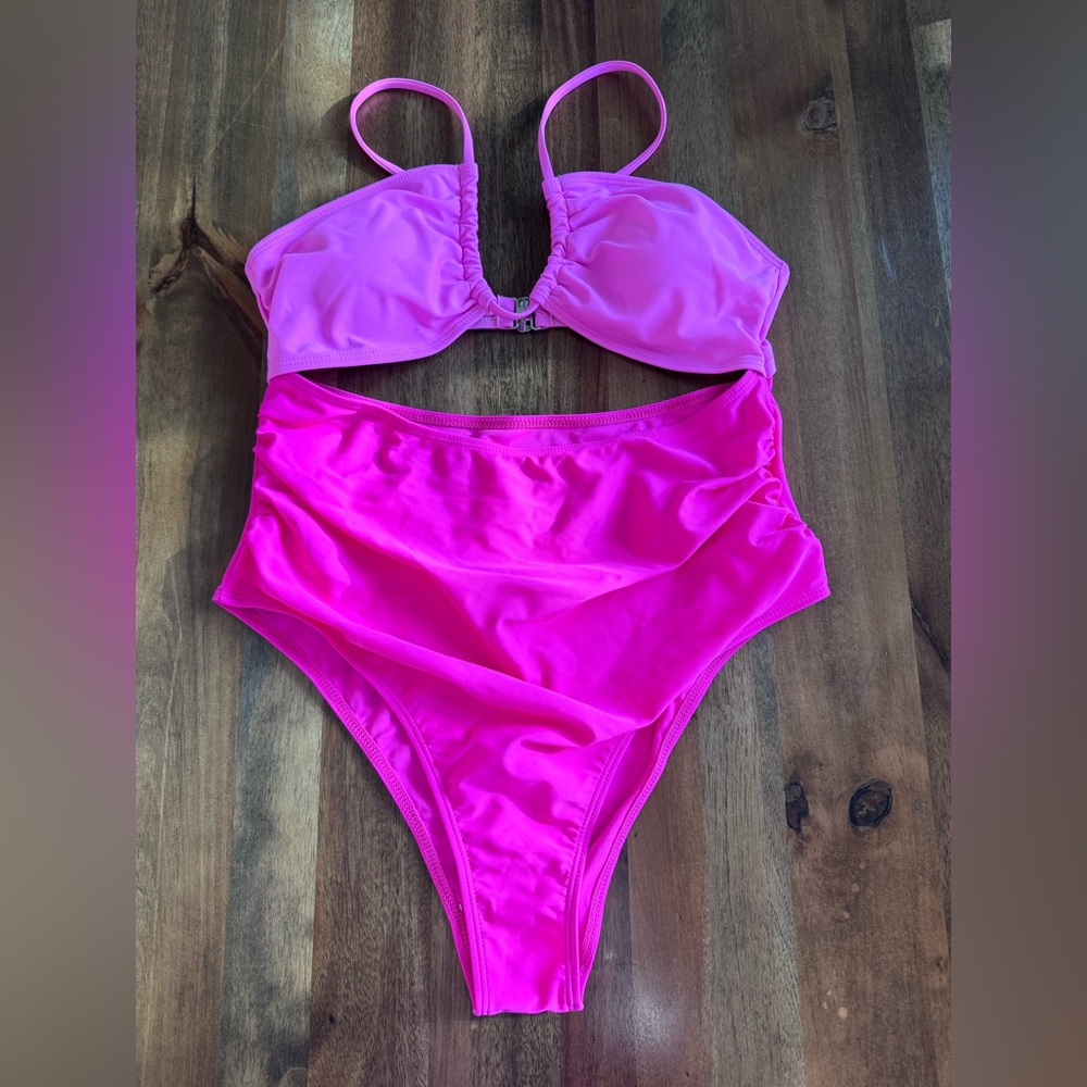 Vibrant Pink Colorblock Swimsuit